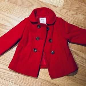 Old Navy Wool Red Pea Coat Size 6-12 Months